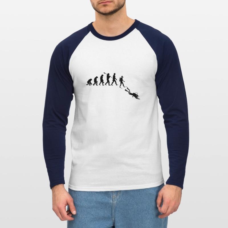 Diving Evolution Retro Gift For Diver Unisex Long Sleeve Baseball T-Shirt