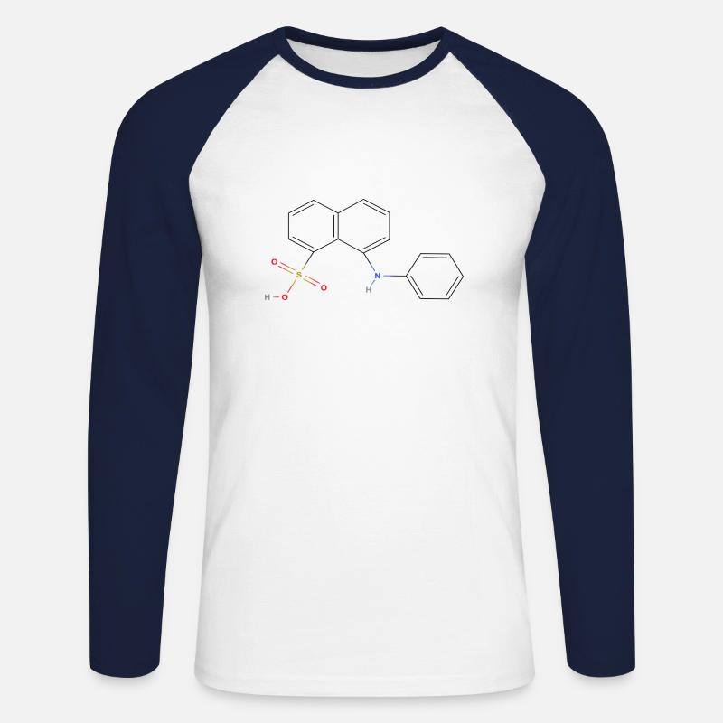 Lipase Molekül - Farbige Strukturformel - Unisex Baseballshirt langarm - Weiß/Navy