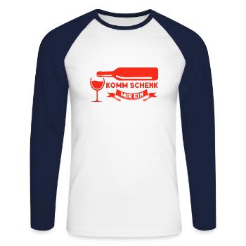 Wein Weinliebhaber Weintrinker Weinfest Geschenk - Unisex Baseballshirt langarm - Weiß/Navy - Vorne - Nik (191cm)