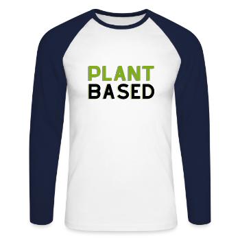À base de plantes - T-shirt baseball manches longues Homme - blanc/marine - Devant - Nik (191cm)