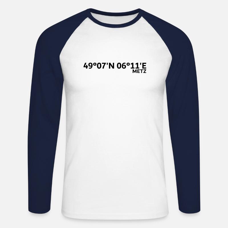 Metz Coordinates - Unisex Long Sleeve Baseball T-Shirt - white/navy