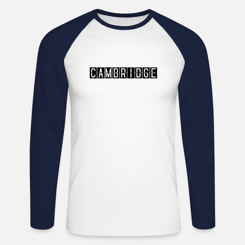 Cambridge Flughafentafel - Unisex Baseballshirt langarm - Weiß/Navy