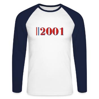 Année 2001 - T-shirt baseball manches longues Homme - blanc/marine - Devant - Nik (191cm)