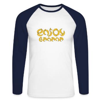Enjoy Banana - Unisex Long Sleeve Baseball T-Shirt - white/navy - Front - Nik (191cm)