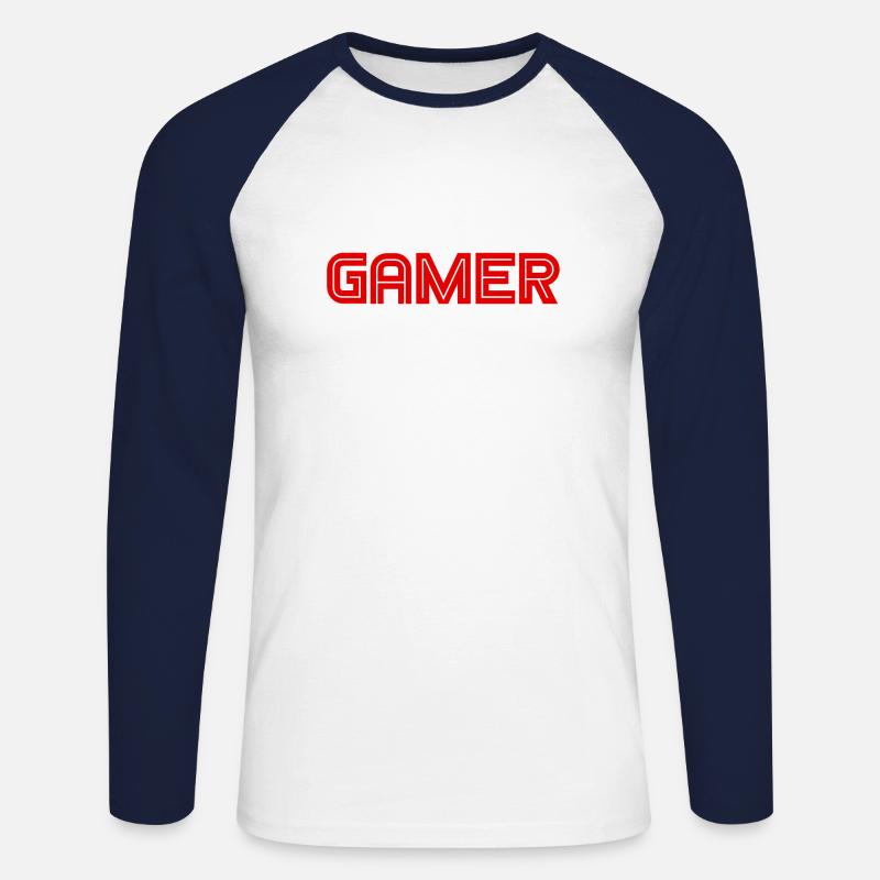 Gamer - Games - PC - Computerspiele - Unisex Baseballshirt langarm - Weiß/Navy