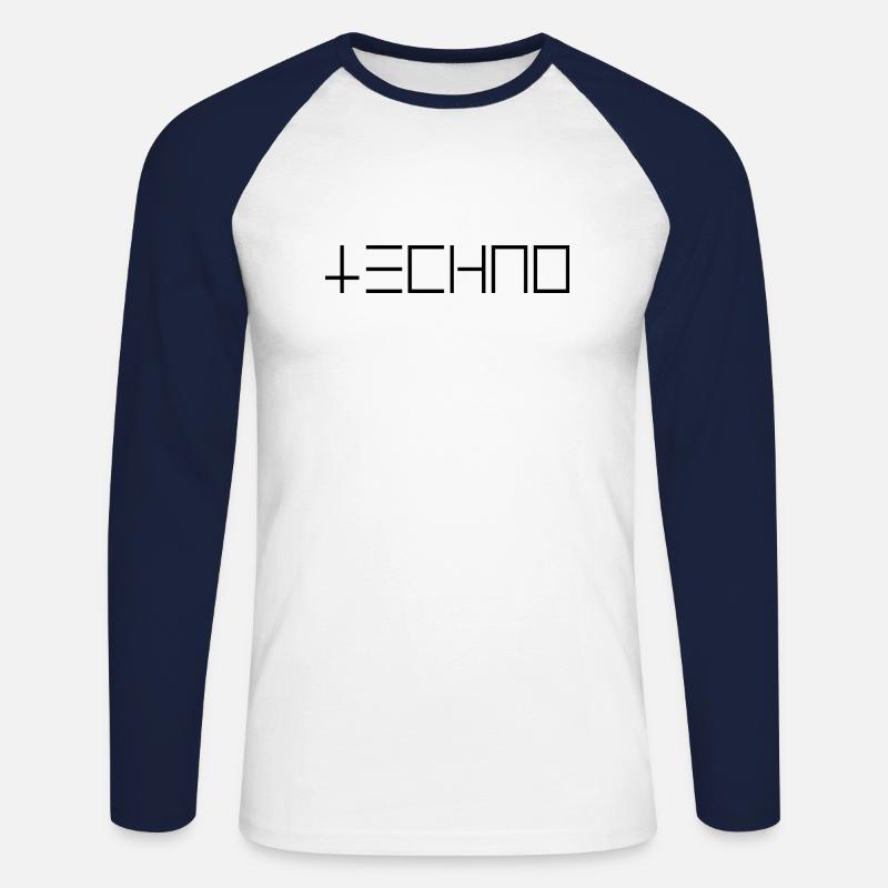 Techno Logo - Unisex Baseballshirt langarm - Weiß/Navy