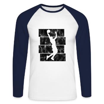 Basketteur basket-ball basket-ball - T-shirt baseball manches longues Homme - blanc/marine - Devant - Nik (191cm)