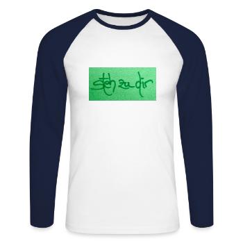 steh zu dir - Unisex Baseballshirt langarm - Weiß/Navy - Vorne - Nik (191cm)
