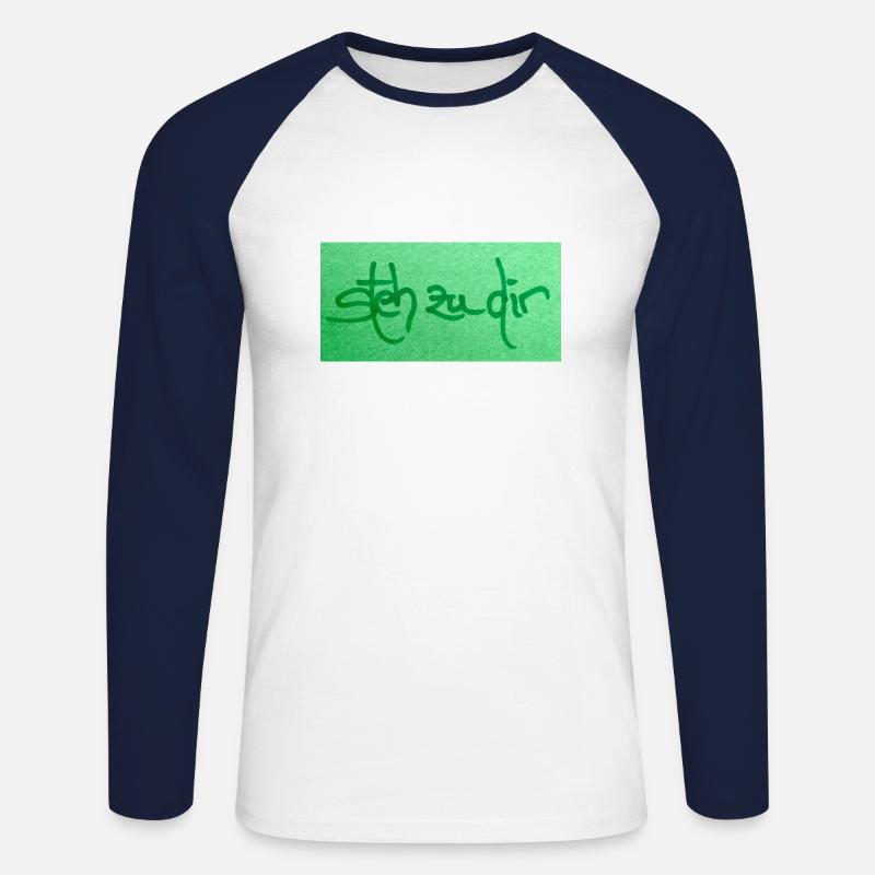 steh zu dir - Unisex Baseballshirt langarm - Weiß/Navy