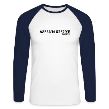 Bondy Coordinates - Unisex Long Sleeve Baseball T-Shirt - white/navy - Front - Nik (191cm)