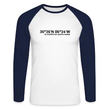 El Puerto de Santa María Coordonnées - T-shirt baseball manches longues Homme - blanc/marine - Devant - Nik (191cm)