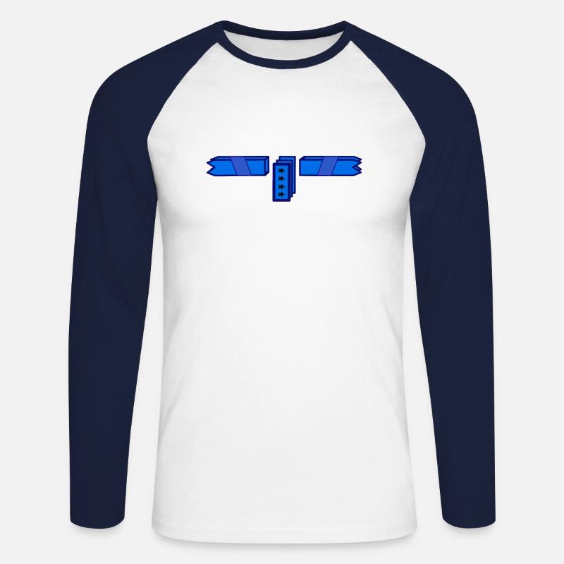Blau2 - Unisex Baseballshirt langarm - Weiß/Navy