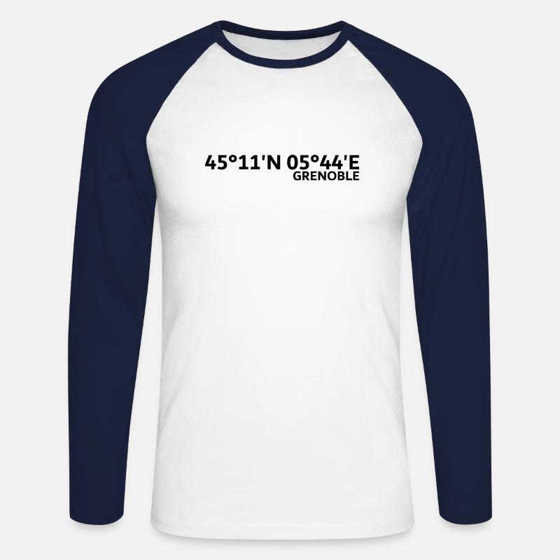 Grenoble coordinates - Unisex Long Sleeve Baseball T-Shirt - white/navy