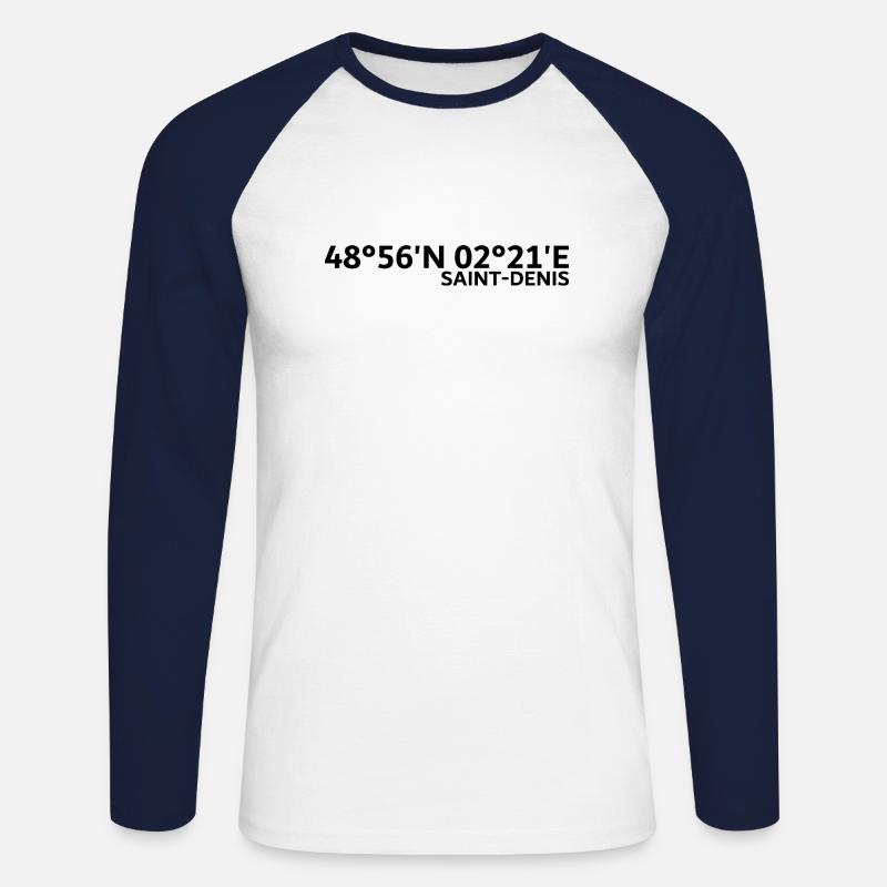 Saint-Denis coordinates - Unisex Long Sleeve Baseball T-Shirt - white/navy