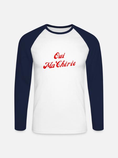 Oui ma chérie - T-shirt baseball manches longues Homme - blanc/marine