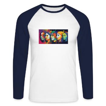 The future in colour - Unisex Long Sleeve Baseball T-Shirt - white/navy - Front - Nik (191cm)