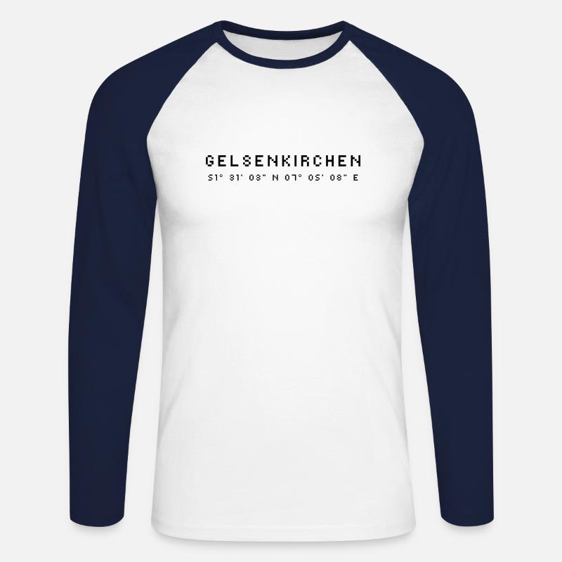 Gelsenkirchen coordinates - Unisex Long Sleeve Baseball T-Shirt - white/navy