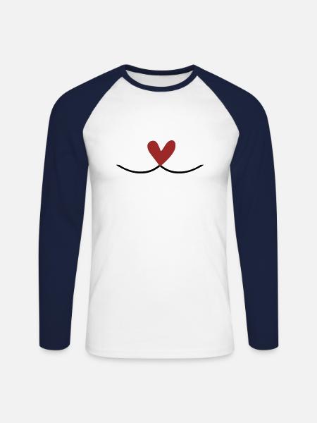 Heart Connection Line - Unisex Long Sleeve Baseball T-Shirt - white/navy