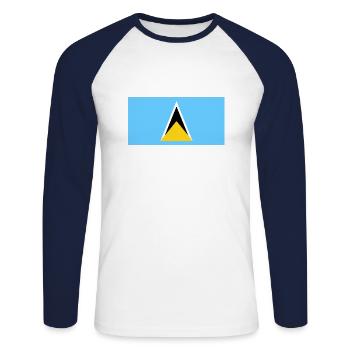Saint Lucia - Unisex Long Sleeve Baseball T-Shirt - white/navy - Front - Nik (191cm)