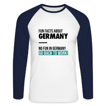 Fun facts about germany - Unisex Long Sleeve Baseball T-Shirt - white/navy - Front - Nik (191cm)