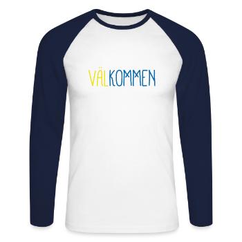 Welcome flag patriot gift home sweden - Unisex Long Sleeve Baseball T-Shirt - white/navy - Front - Nik (191cm)