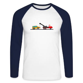 Dépanneuse - T-shirt baseball manches longues Homme - blanc/marine - Devant - Nik (191cm)