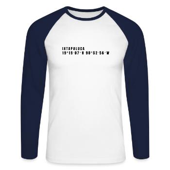 State of Mexico Mexico Coordinates - Unisex Long Sleeve Baseball T-Shirt - white/navy - Front - Nik (191cm)