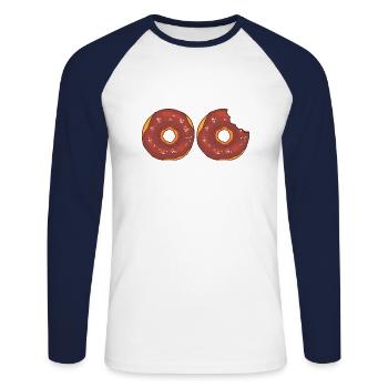Donuts Confiserie Cookie Tart Cake Pies - Unisex Long Sleeve Baseball T-Shirt - white/navy - Front - Nik (191cm)