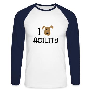AGILITY - T-shirt baseball manches longues Homme - blanc/marine - Devant - Nik (191cm)