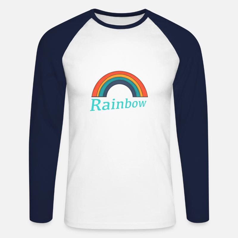 Regen Bogen logo - Unisex Baseballshirt langarm - Weiß/Navy
