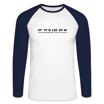Federal Way Koordinaten - Unisex Baseballshirt langarm - Weiß/Navy - Vorne - Nik (191cm)