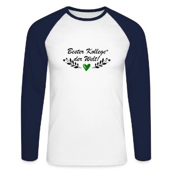 Bester Kollege der Welt - Unisex Baseballshirt langarm - Weiß/Navy - Vorne - Nik (191cm)