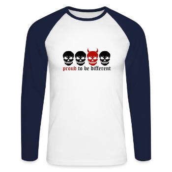DIFFERENT SKULL - 2C - Unisex Baseballshirt langarm - Weiß/Navy - Vorne - Nik (191cm)