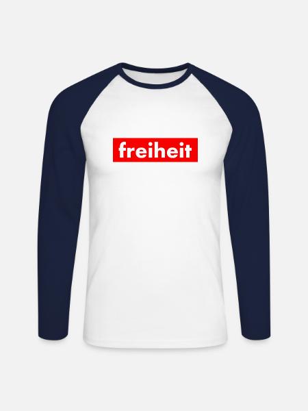 Freiheit - Unisex Baseballshirt langarm - Weiß/Navy