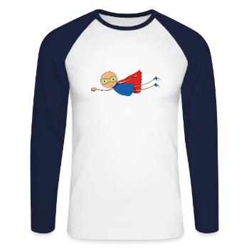 SUPERHERO - Unisex Long Sleeve Baseball T-Shirt - white/navy - Front - Nik (191cm)