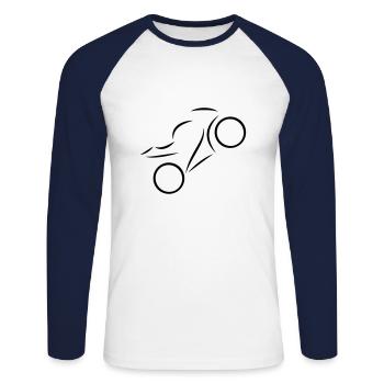 moto - T-shirt baseball manches longues Homme - blanc/marine - Devant - Nik (191cm)