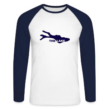 THE LAKE - Unisex Long Sleeve Baseball T-Shirt - white/navy - Front - Nik (191cm)