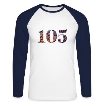 105e anniversaire léopard - T-shirt baseball manches longues Homme - blanc/marine - Devant - Nik (191cm)