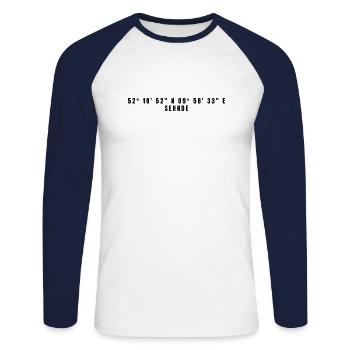 Sehnde Niedersachsen Koordinaten - Unisex Baseballshirt langarm - Weiß/Navy - Vorne - Nik (191cm)