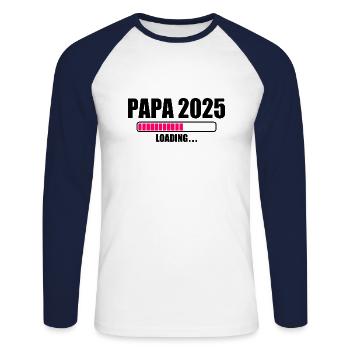 Papa 2025 - T-shirt baseball manches longues Homme - blanc/marine - Devant - Nik (191cm)
