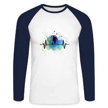 Bowling Sport Ball Love Love Hobby Bowling - Unisex Long Sleeve Baseball T-Shirt - white/navy - Front - Nik (191cm)