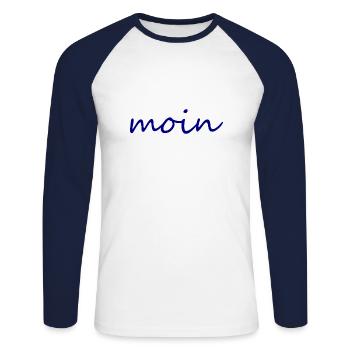 MOIN - Anker - Küste - Nordsee Ostsee Meer Wasser - Unisex Baseballshirt langarm - Weiß/Navy - Vorne - Nik (191cm)