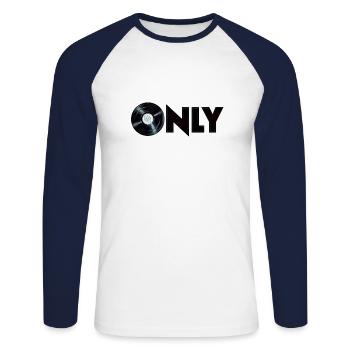 vinyl only - Unisex Baseballshirt langarm - Weiß/Navy - Vorne - Nik (191cm)