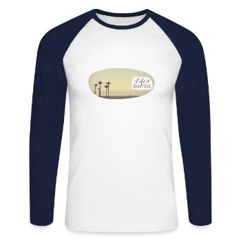 Life is beautiful - Unisex Baseballshirt langarm - Weiß/Navy - Vorne - Nik (191cm)