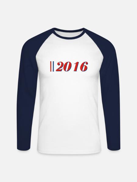 Year 2016 - Unisex Long Sleeve Baseball T-Shirt - white/navy