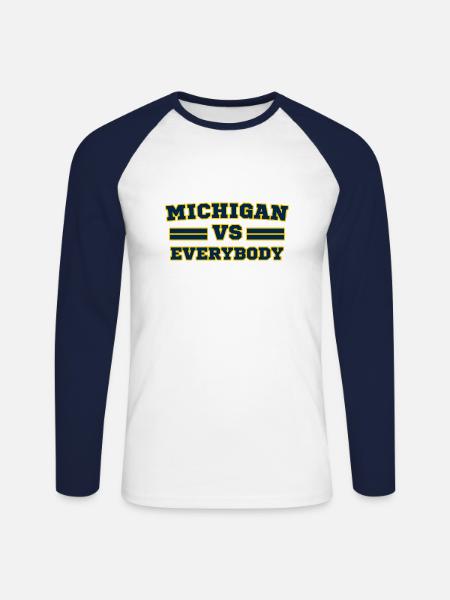 Michigan vs. Michigan Everybody - Unisex Long Sleeve Baseball T-Shirt - white/navy