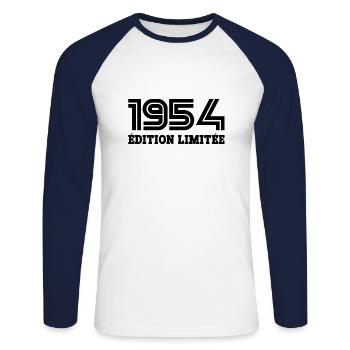 1954 Édition limitée - T-shirt baseball manches longues Homme - blanc/marine - Devant - Nik (191cm)