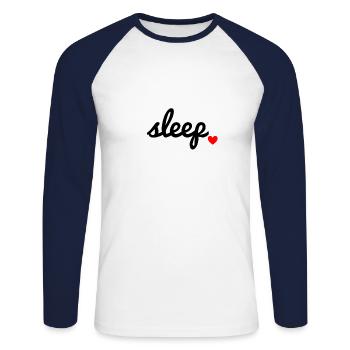 Sleep - Unisex Long Sleeve Baseball T-Shirt - white/navy - Front - Nik (191cm)