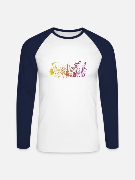 Music is Life - Unisex Long Sleeve Baseball T-Shirt - white/navy