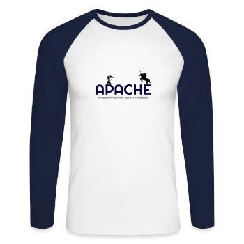 Alles über Apache, Apache Indian, Apache hoodies, A - Unisex Baseballshirt langarm - Weiß/Navy - Vorne - Nik (191cm)